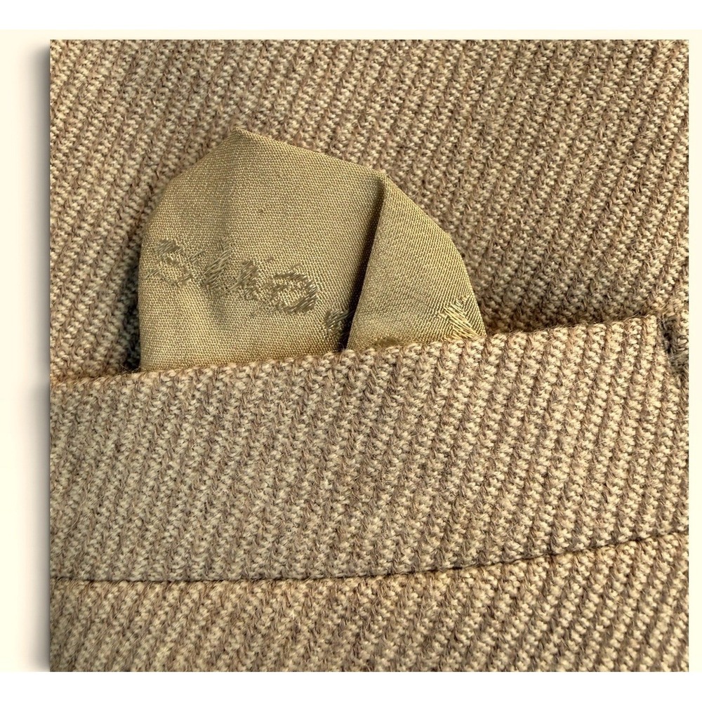 Pensy Nehru Vest 38 Beige Textured Waistcoat Mandarin Collar Button Front PGL - Picture 5 of 10